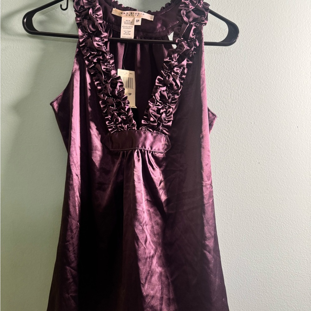 Max Studio Purple Ruffle Tank Top